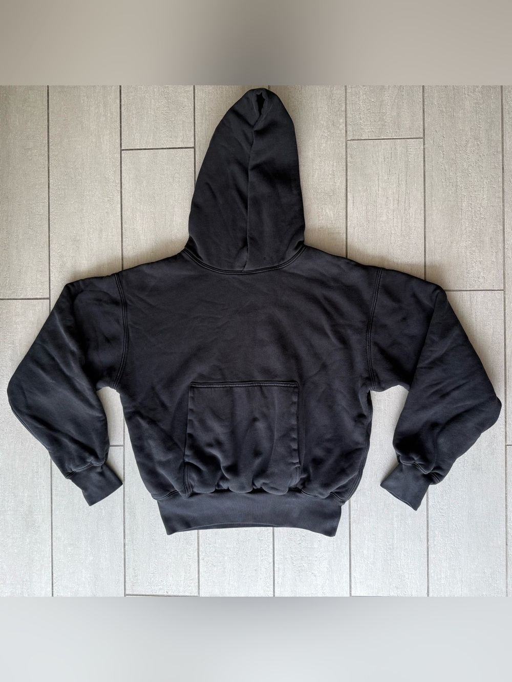 YZY Black Hoodie Pullover W/ Big Pocket XS